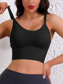 Soutien-gorge de sport décontracté pour femmes, à dos nageur, sans fil et matelassé, avec un soutien et un effet antichoc
