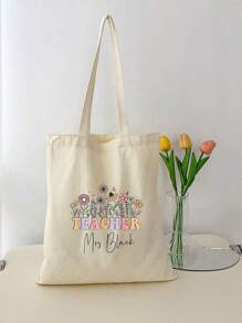 Bolso de tela personalizado con estampado - Ligero, reutilizable y con asa para el hombro para uso diario y viajes - Bolsa de compras plegable y de moda con asa fija