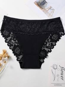 5pcs/Set Plus Size Women's Cotton Lace Panty Briefs - Multicolor - View 5