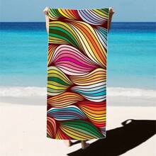 1 pieza Toalla de playa extra grande, extra grande, súper absorbente, manta de playa de fibra suave, artículo esencial de verano, a prueba de viento, a prueba de sol, playa, fiesta, viaje seco, camping, accesorio de playa, regalo de vacaciones