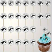 5 件迪斯科球蛋糕装饰反光镜球蛋糕装饰适用于 70 年代迪斯科主题派对装饰生日节日派对装饰