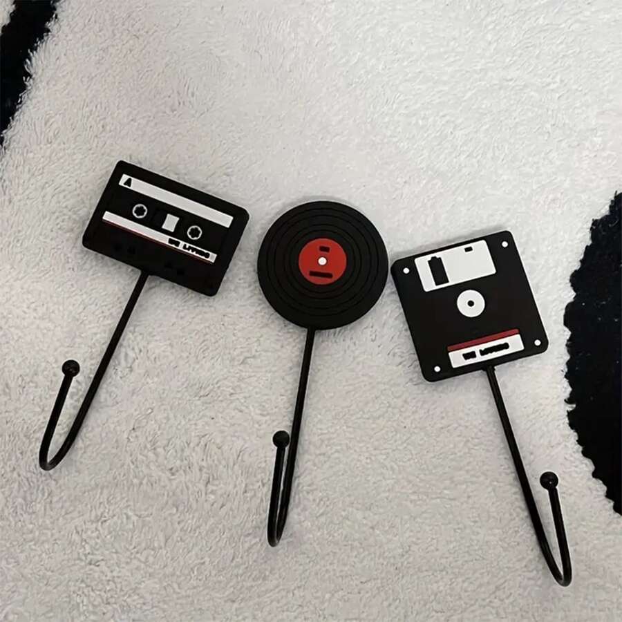 3pcs Retro Industrial Style Office Hooks - No Drilling Required, Easy To Install, Multi-Purpose For Headphones, Clothes, Backpacks, Etc. - Strong Adhesive, Rust-Proof PVC Home Bathroom Decor Bathroom Organizer Summer