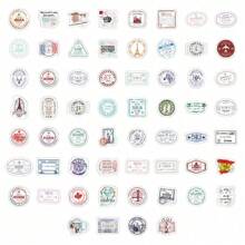 60pcs Passport Stamp Stickers, Funny & Cute Cartoon Stickers,Suitable For DIY Phone Cases, IPad, Laptop Decorations, Car Bumpers, Skateboards, Bottle Stickers, Travel Album And Diary Stickers, Hand Book Decorations, Etc.