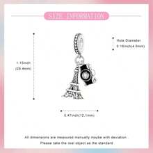 Easvnya 1pc Stylish Silver-Plated Camera And Eiffel Tower Pendant, 3D Design Elegant & Fashion, DIY Jewelry Making Kit Suitable For Bracelets And Necklaces, Fashionable Women Seeking Unique Style, Everyday Wear Or Special Occasions, Valentine's Day Or Birthday Gift - Silver - View 6
