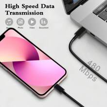 Adaptador de cargador de coche de 6 puertos 90W con carga rápida, cable de carga de 3.3FT/100CM, cable de datos USB-C a Type-C/Apple IOS compatible con iPhone, set de adaptador de carga de coche