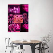 Pink Mosaic Personality Canvas Painting, Personality Creative Home Decoration, High Quality Decorative Posters, Dormitory, Gym, Bar, Cafe, Arcade, Room Living Room Wall Decoration Painting, Perfect Gift,Framed Canvas Painting - Framed(框架) - 查看 5