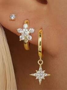 14K Gold-Plated Thick Hypoallergenic Tiny Diamond Cartilage Hoop Earring, Cute Cubic Zirconia Pendant Jewelry Gift