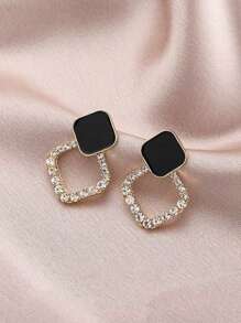 1 Paar quadratische Zirkonia Ohrstecker im minimalistischen Stil, einfach und hochwertig