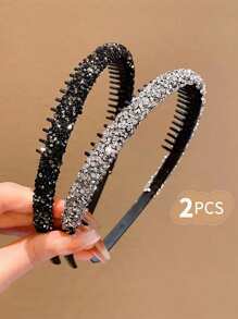 2pcs Elegant Vintage Multifunctional Shiny Rhinestone Headband-Princess Style, Casual Hair Accessories For Ladies And Girls-Suitable For Party, Wedding And Daily Wear-Perfect Gift For Her
