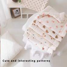 1pc Thickened Warm Baby Stroller Pad, Soft & Comfortable, Cartoon Printed Pattern, Thermal Lined Stroller Cushion For Autumn/Winter, Suitable For Baby Stroller And Car Seat, All Seasons