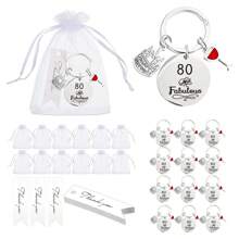 36 Peças/12 Conjuntos de Chaveiro de Aço Inoxidável para Comemorações de Aniversário, Presentes de Aniversário Únicos e Felizes para Casais com 18, 40, 50, 60, 70 e 80 Anos, Ideal para Aniversários e Suprimentos de Festa de Aniversário Importante. [O Conjunto Inclui 12 Chaveiros, 12 Sacolas de Presente e 12 Cartões de Agradecimento] Acessórios de Carro, Encantos de Bolsa, Escola, Fofo, Gótico, Y2k