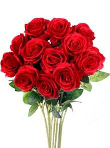 1/3/5 Piezas de Rosas Artificiales Rojas, Ramos de Boda de Rosas Rojas Falsas, Rosas de Espuma con Toque Realista, Flores de Rayón para Decoración de Bodas, Ramos de Rosas Realistas con Tallos Largos, Adecuados para el Día de San Valentín, Familia, Decoración de Bodas y Fiestas.