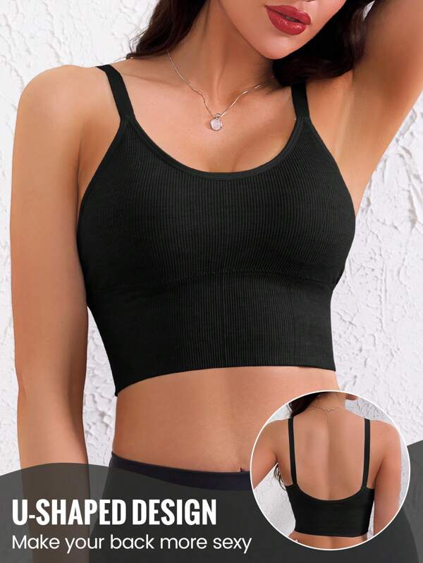 Soutien-gorge de sport décontracté pour femmes, à dos nageur, sans fil et matelassé, avec un soutien et un effet antichoc