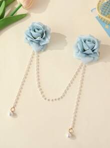 1pc Women's Romantic Faux Flower & Pearl Hair Clip