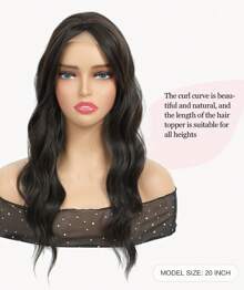 20" Wavy Hair Topper To Add Hair Volume 6.5"X6.5" Base Size Hair Toppers For Women Synthetic Hair Pieces For Women With Thinning Hair Wavy Clip In Hair Extensions - Nâu đen - Xem 2