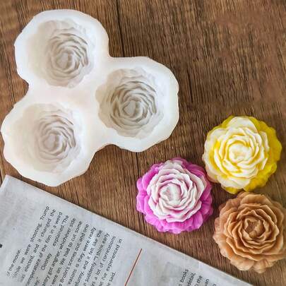 3-In-1 3D Peony Silicone Mold For Making Unique Candles, Wax Melts & Home Decor, Designed For Valentine's Day Or Mother's Day, Easily Create Rose Resin Ornaments & Candles, Detailed, Easy To Disassemble And Clean, Made Of Materials, Reusable, Ideal For DIY Enthusiasts