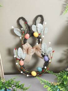 1 pieza Guirnalda de conejo artificial de primavera, decoración plástica multifuncional, sin batería, apropiada para la entrada del hogar, la granja, la ventana interior/exterior, la pared y la decoración de la chimenea, ideal para Pascua, San Valentín, San Patricio, ceremonia de graduación, celebraciones del festival de junio