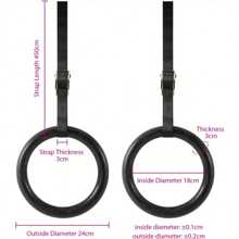 Gymnastic Rings With Straps And Metal Buckles Pull Up Ring Exercise Suspension Trainer Non-Slip Gym Ring Fitness Training Equipment For Adults - Black - View 3