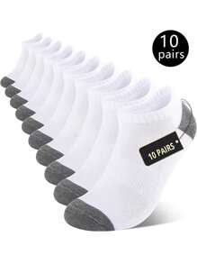 10 Pairs Breathable Shock-Absorbing Ankle Socks, Low Cut Sports Socks For Outdoor Activities, Hiking, Running