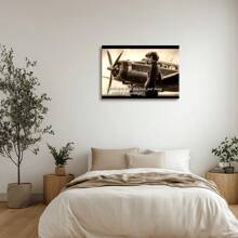 1 Pc, A Photo Of Amelia Earhart Standing Next To Her Plane With The Te, Original, Canvas, Wall Art, Living Room Wall Decorations, Bedrooms, Bathrooms, Frame Poster Art Prints, Hanging Paintings, Home Decoration, Festivals. Home 1