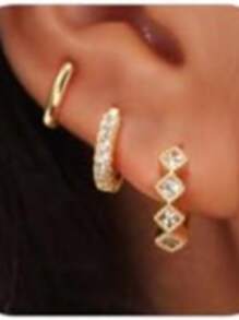 14K Gold-Plated Thick Hypoallergenic Tiny Diamond Cartilage Hoop Earring, Cute Cubic Zirconia Pendant Jewelry Gift