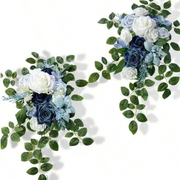2PCS Artificial Flower Garland Floral Swags Centerpieces Wedding Arch Flower Greenery Arrangements For Sweetheart Table Wall Window Home Garden Outdoor Decor