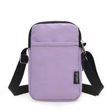 1 件简约纯色斜挎手机包，轻巧多功能，配有前袋和可折叠肩带，适合男孩和女孩，非常适合日常外出、上学等。 - 純色斜背包 - 查看 11