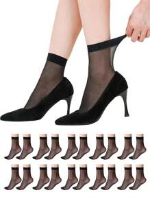 10/20 Pairs Ankle Sheer Socks For Women 20 Denier Nylon Socks Ladies Black Nude One Size - Multicolor - View 2