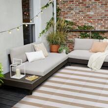 Outdoor Waterproof Patio Rug 5X8 6x9 8X10 9X12 Plastic Straw Reversible Lightweight Outside Beige Stripe Large Carpet Outdoor For Camping RV Porch Deck Balcony Beach - Classic Stripes (Apricot Beige) - View 4