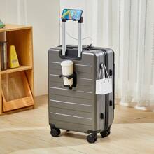 20-Inch Small Luggage Suitcase Spinner Wheel Lightweight Travel Case Coded Lock Side Opening - Dark Grey - View 3