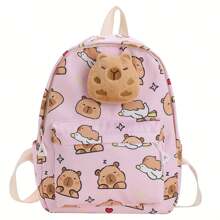 Fashionable Backpack, New Youth Shoulder Bag, Capybara Men's And Women's Casual Small Book Bag, Adjustable Shoulder Strap, Travel Back To School Gift
