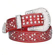 LCG LUCHENGYI Fashion Rhinestone Belt For Men Women, Casual Bling Western Cowboy PU Leather Studded Belt Cowgirl Belts For Jeans Pants Suitable For Teen Summer Casual Outdoor Athletic Or Vacation Travel Or Graduation Gifts Or Birthday Dress Accessories Or Daily Wear - Multicolor - View 9