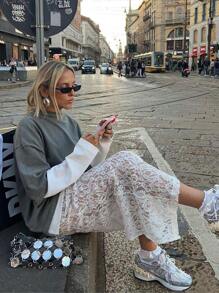 白色蕾丝夏季沙滩裙提花镂空开叉蕾丝裙