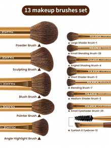 MAANGE 13pcs Professional Soft Long Aluminum Tube Makeup Brush Set,Soft Foundation Brush, Eyeshadow Brush, Eyebrow Brush, Blending Brush,Highlight Brush,Concealer Brush,Makeup Brush For Powder Liquid Cream,For Daily Use And Travel,Makeup Accessories Gifts For Friends ﻿ ﻿ ﻿