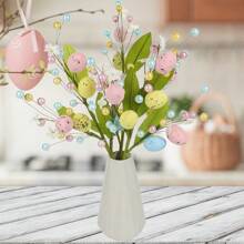 1/2 Pcs Easter Artificial Flowers Easter Eggs Berries Stem Picks Branches Colorful Easter Party Floral Arrangement Crafts Decorations For Spring Easter Birthday Wedding Party Home Vase Decor Gifts Graduation - Multicolor - View 2
