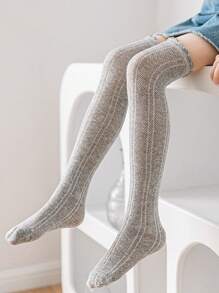 2pcs/Pack Girls Gray Mesh Spring/Summer Mosquito Repellent Over-The-Knee Crew Socks - Light Grey - View 13