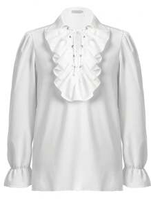 Men's Halloween Medieval Ruffle Cuff Long Sleeve Shirt