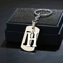 1 pièce Porte-clés Initiale A-Z 26, étiquette de clé en acier inoxydable, anneau porte-clés, pendentif de sac, cadeau de style unisexe Punk & Hip-Hop pour la Saint-Valentin