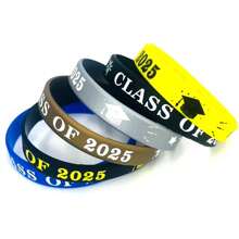 24 piezas Clase de 2025 Pulsera de silicona de la temporada de graduación, pulsera de graduación de silicona, adecuado para regalos de recuerdos de fiestas de graduación - Multicolor - Ver 7