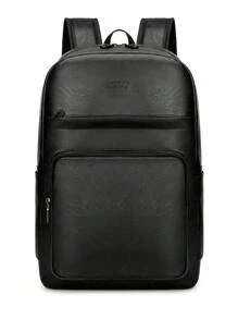 男士皮革背包，实用大容量背包适合 15.6 英寸笔记本电脑、徒步旅行、商务、PU 复古学校旅行学院工作背包