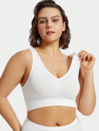 1 件大码女士无钢圈加垫性感聚拢露背文胸，提升型