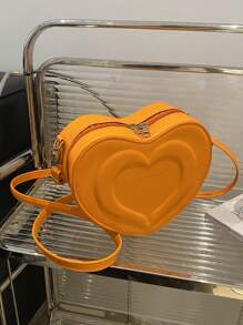 1pc Cute & Fresh Heart-Shaped Crossbody Bag, Made Of PU Material, Zipper Closure, Adjustable Strap, Large Capacity, Suitable For Teenagers, Whether For Student Daily Use, Outdoor Travel, Or Everyday Carry, Fashionable And Stylish, Also A Great Gift For Friends - Love Crossbody Bag - View 6