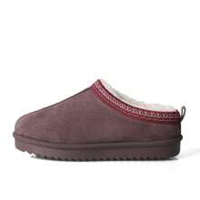 Mubberry Women's Faux Suede Flat Bottom Solid Colour Cotton Slippers  Ladies Non-Slip Warm Winter Slippers  Women's Embroidered Minimalist Design Shoes