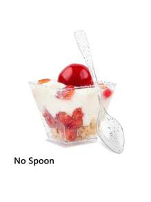 10-50pcs Plastic Dessert Cups, Small Square Transparent Jelly Cups, Glitter Dessert Cups, Square Mini Appetizer Cups, Reusable Dessert Bowls, Yogurt Parfait Cups, Suitable For Mousse Cake, Party, Wedding, Tasting, Pudding, Etc. - Multicolor - View 10