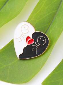 1pc Heart-Shaped Best Friend/Valentine's Day Gift Creative Cartoon Character Couple Brooch Metal Badge Lapel Pin Decorative Fashion Brooch,Mom,Mother,Mother's Day,Gift