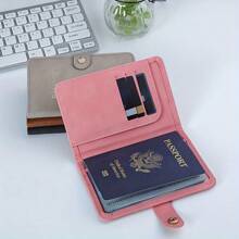 Multi-Functional Travel Passport Holder & Document Organizer For Women, Stylish Faux Leather Passport Cover With Card Slots & Airplane Charm, All-In-One Family Passport Wallet & Travel Essentials - 黑色 - 查看 4