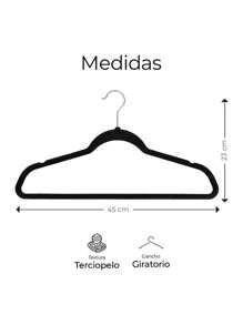 50 Ganchos Para Ropa Color Negro Con Terciopelo