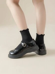 5 Pairs Girls' Solid Color Socks, Soft Cotton, Seamless, Suitable For Daily Wear, Party, Holiday, Back To School, Fits Well With Dress Shoes, Sneakers, Loafers, Spring/Summer/Autumn/Winter, Ages 2-12