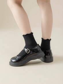 5 Pairs Girls' Solid Color Socks, Soft Cotton, Seamless, Suitable For Daily Wear, Party, Holiday, Back To School, Fits Well With Dress Shoes, Sneakers, Loafers, Spring/Summer/Autumn/Winter, Ages 2-12