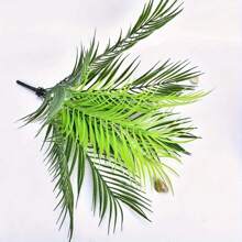 2 件人造塑料热带灌木，绿色装饰植物，适用于室内外家庭花园阳台派对婚礼中心装饰，仿真绿色散尾向日葵盆景树家居装饰